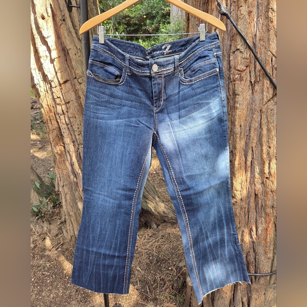 Seven 7 Luxe Dark Blue Denim Jeans With Rhinestones Size‎ 16